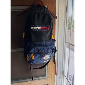 Tommy Hilfiger Outdoors Backpack‎ Blue Nylon Vintage Hiking Travel Bag